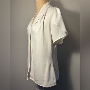 White Calvin Klein False Button-Down V-Neck Blouse